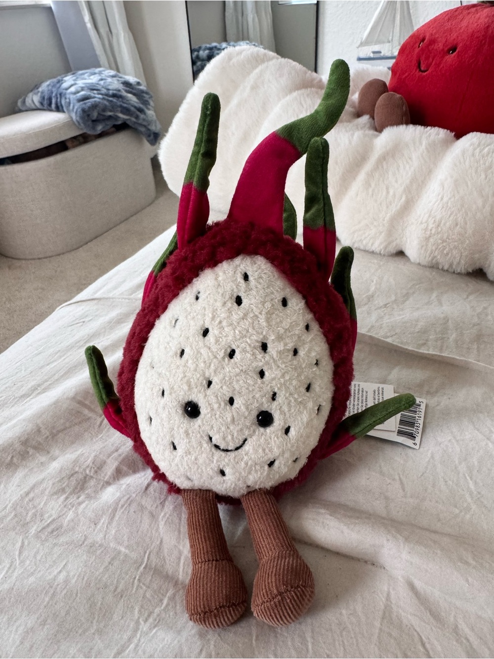 Jellycat Red, White & Green Dragon Fruit Plush Pillow